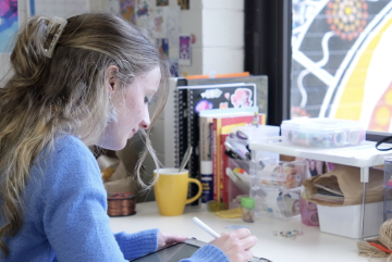 Student working at desk