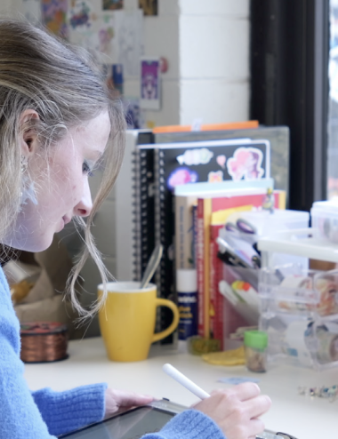 Student working at desk